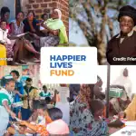 Community members and leaders participating in happiness and wellbeing activities.